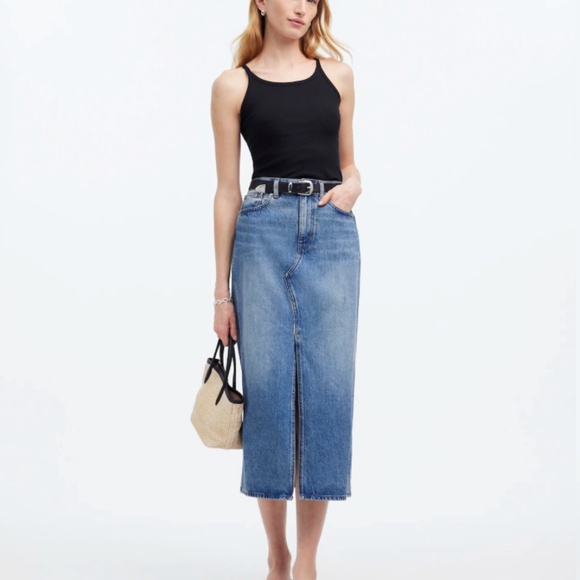 Madewell The Rilee Denim Midi Skirt Enmore Wash size 27 NWT - Picture 2 of 11